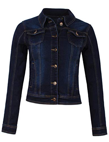 Fraternel Damen Jacke Jeansjacke Denim Jacket talliert Stretch Dunkelblau XL / 42