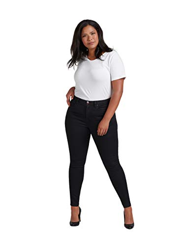 Zizzi Amy Damen Jeans Super Slim Jeanshose Stretch Hose Große Größen 42-56, Schwarz, 50 / 78 cm