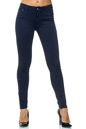 Elara Damen Stretch Hose Skinny Jeans Elastisch Chunkyrayan G09-2 Dk.Blue 34 (XS)