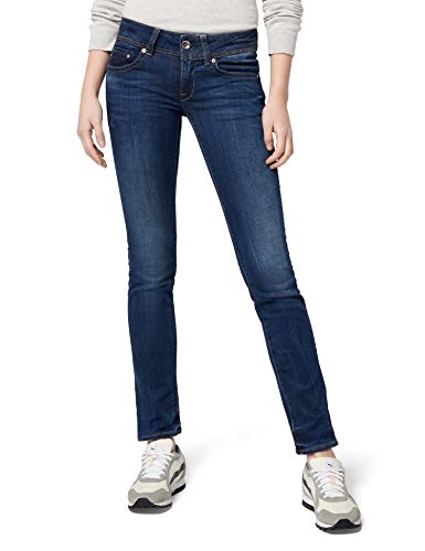 G-STAR RAW Damen Midge Saddle Straight Jeans Mid Waist Straight, Dk Aged 6553-89, 28W / 30L