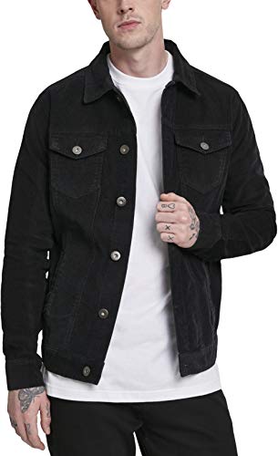 Urban Classics Herren Jeansjacke Jacke Corduroy Jacket, Schwarz (Black 00007), Small (Herstellergröße: Small)