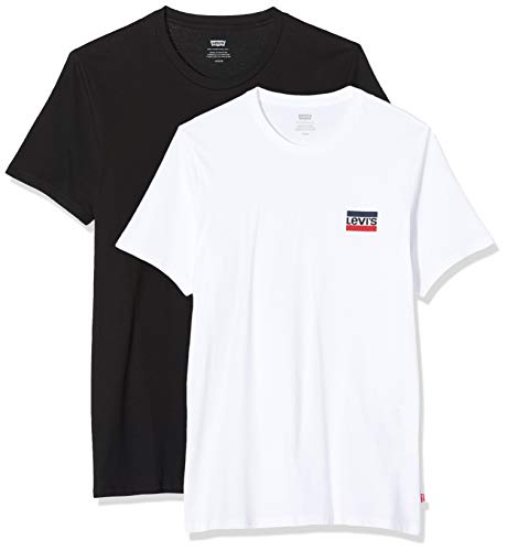 Levi's Herren 2Pk Crewneck Graphic T-Shirt, 2 Pack Sw White/Mineral Black, XL