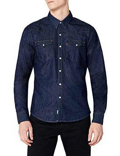 Levi's Herren Jeans Hemd L/S Barstow Western Shirt, Blau (Dark Indigo – Flat Finish), X-Small
