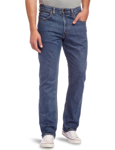 Lee Herren Brooklyn Straight Jeans , Blau (Mid Stonewash) , W38/L32